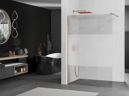 Mexen Kioto paroi de douche Walk-in 100 x 200 cm, transparent/satiné 8 mm, laiton brossé - 800-100-101-65-35