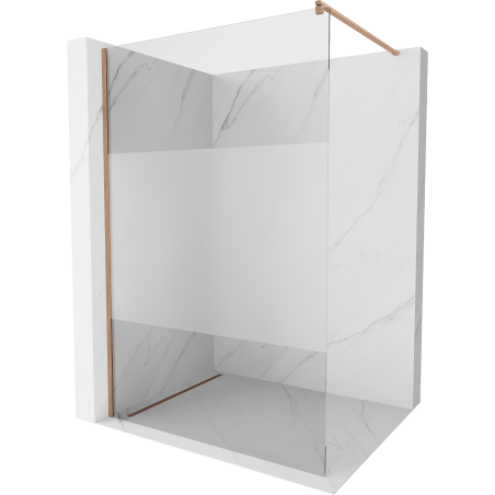 Mexen Kioto paroi de douche Walk-in 140 x 200 cm, transparent/fin 8 mm, laiton brossé - 800-140-101-65-35