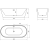 Baignoire Mexen Luna autoportante 180 x 80 cm, blanche/noire, robinetterie en or rose - 52031808075-60