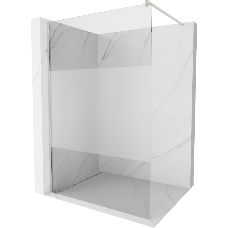 Mexen Kioto paroi de douche Walk-in 100 x 200 cm, transparent/frosté 8 mm, nickel brossé - 800-100-101-97-35