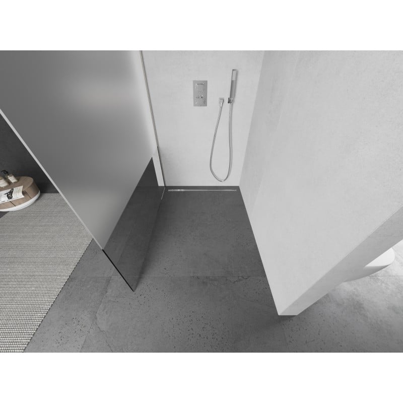 Mexen Kioto paroi de douche Walk-in 120 x 200 cm, transparent/givre 8 mm, nickel brossé - 800-120-101-97-35