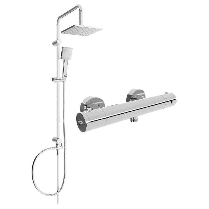 Mexen Tord ensemble de douche extérieur avec pomme de douche et robinet thermostatique Kai, chromé - 77100200-00