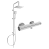 Mexen Kai Tord ensemble de douche en saillie avec pomme de douche et robinet de douche thermostatique, chrome - 77100200-00