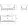 Bain autoportant Mexen Lita 170 x 75 cm, blanc/noir, évacuation dorée - 52121707575-50