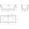 Baignoire Mexen Lita autoportante 170 x 75 cm, blanc/noir, trop-plein gris foncé brossé - 52121707575-66