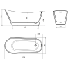 Mexen Alta baignoire autoportante 170 x 75 cm, blanche, évacuation en cuivre brossé - 52141707500-65