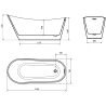 Baignoire Mexen Alta autoportante 170 x 75 cm, blanche/noire, bonde chromée - 52141707575-01