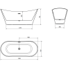 Baignoire Mexen Celia autoportante 170 x 75 cm, blanche/noire, trop-pleine chromée - 52331707575-01