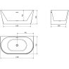 Baignoire Mexen Oval autoportante murale 140 x 75 cm, blanche, trop-plein blanc - 52671407500-20