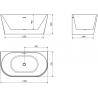 Baignoire Mexen Oval à poser contre le mur 140 x 75 cm, blanche, trop-plein doré - 52671407500-50