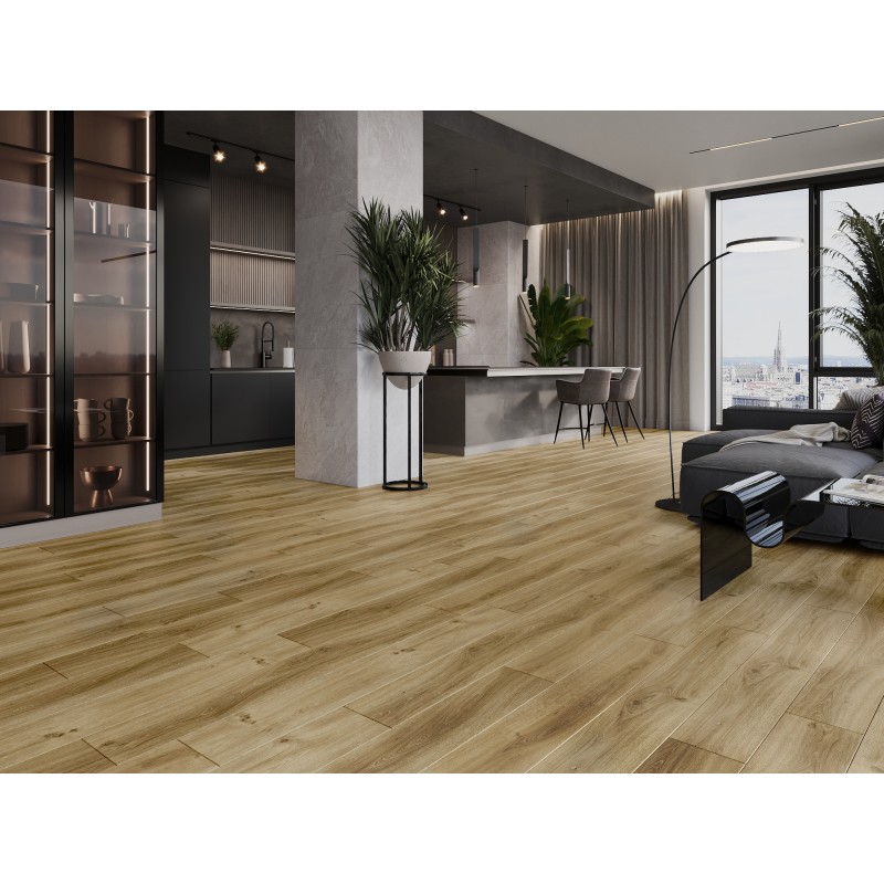 Mexen Amsterdam panneaux vinyles 1240 x 182 mm SPC 6,5 mm, sous-couche IXPE 1,5 mm, 4 V-Fuge, Chêne - F1042-1240-182-505-4V1-01
