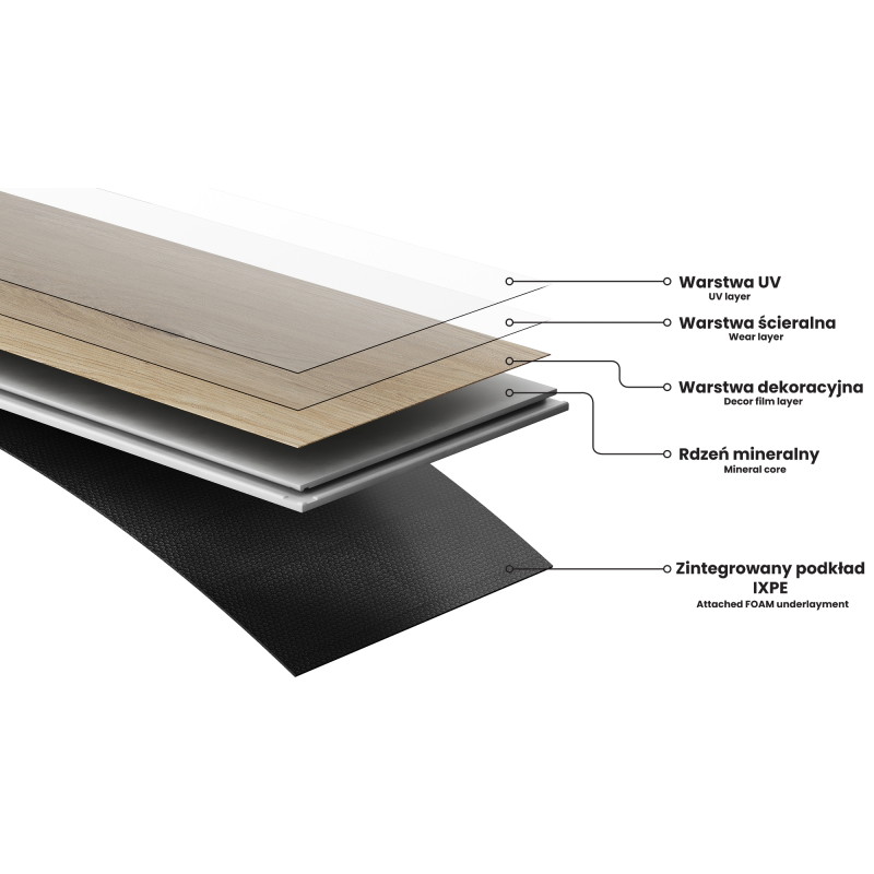 Mexen Mount Vernon Panneaux vinyles 1240 x 182 mm SPC 6,5 mm, sous-couche IXPE 1,5 mm, 4 chanfreins en V, Chêne