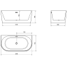 Baignoire Mexen Ovale autoportante murale 150 x 75 cm, blanche, bonde chromée - 52671507500-01