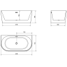 Baignoire Mexen Oval autoportante contre le mur 150 x 75 cm, blanche/noire, trop-plein en laiton brossé - 52671507575-65