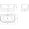 Baignoire Mexen Oval autoportante murale 160 x 80 cm, blanche/noire, évacuation dorée rose - 52671608075-60