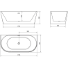 Baignoire Mexen Oval autoportante murale 170 x 80 cm, blanche/noire, trop-plein blanc - 52671708075-20