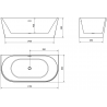 Baignoire Mexen Oval indépendante murale 170 x 80 cm, blanche/noire, trop-plein or rose - 52671708075-60