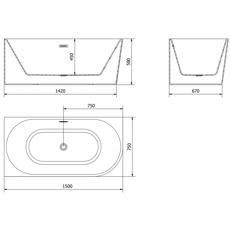 Mexen Mia baignoire autoportante d'angle gauche 150 x 75 cm, blanche, trop-plein or rose - 52691507500L-60