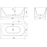 Baignoire d'angle gauche autoportante Mexen Mia 150 x 75 cm, blanc/noir, trop-plein chromé - 52691507575L-01