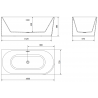 Baignoire Mexen Mia à poser angle gauche 160 x 75 cm, blanche, bonde gun gray brossé - 52691607500L-66