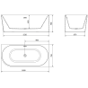Baignoire Mexen Mia angulaire droite 160 x 75 cm, blanche, bonde dorée - 52691607500P-50