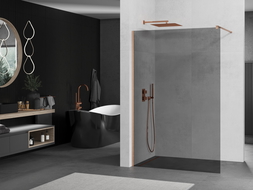 Mexen Kioto paroi de douche Walk-in 80 x 200 cm, graphite 8 mm, laiton brossé - 800-080-101-65-40