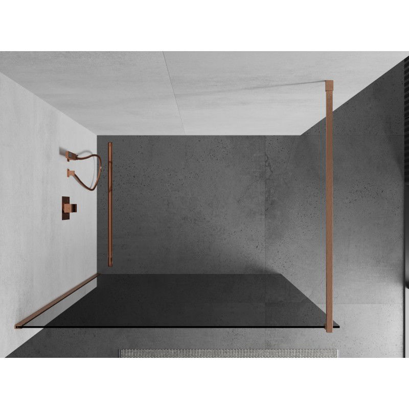 Mexen Kioto paroi de douche Walk-in 90 x 200 cm, graphite 8 mm, cuivre brossé - 800-090-101-65-40