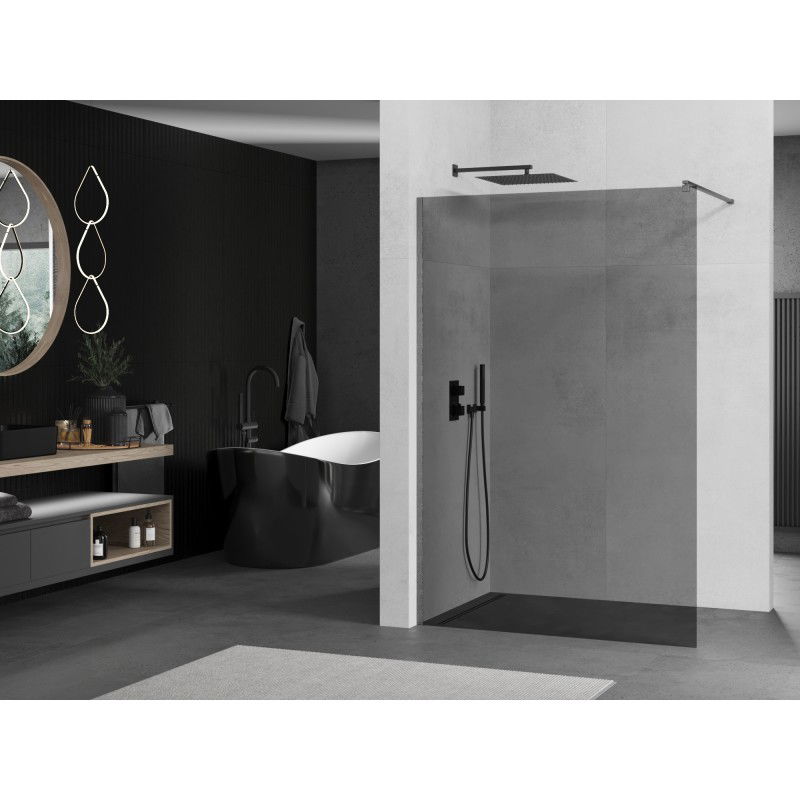 Mexen Kioto paroi de douche Walk-in 100 x 200 cm, graphite 8 mm, gris canon brossé - 800-100-101-66-40