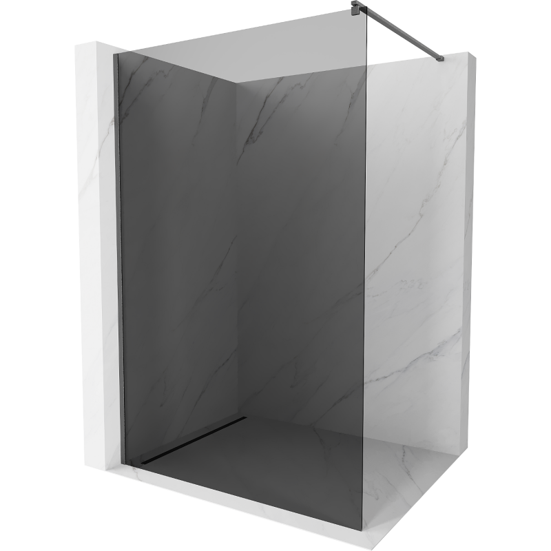 Paroi de douche Mexen Kioto Walk-in 140 x 200 cm, graphite 8 mm, gris ardoise brossé - 800-140-101-66-40