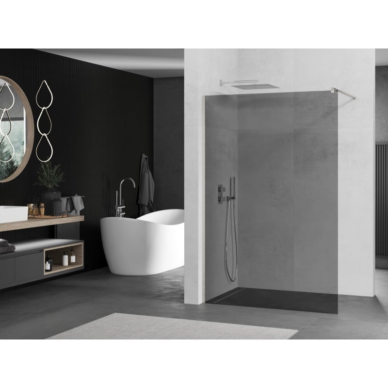 Mexen Kioto paroi de douche Walk-in 80 x 200 cm, graphite 8 mm, nickel brossé - 800-080-101-97-40