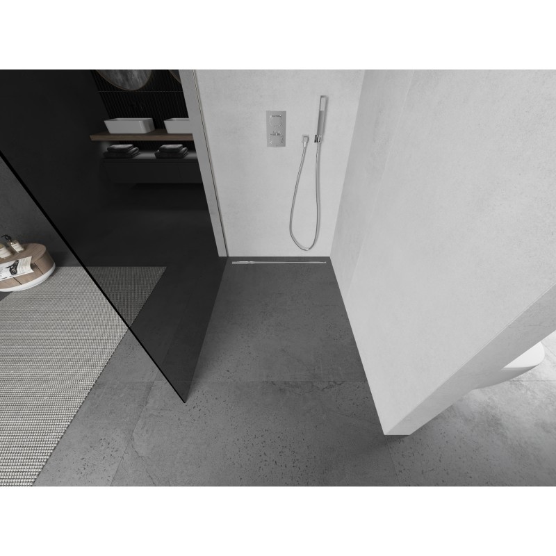 Mexen Kioto paroi de douche Walk-in 130 x 200 cm, graphite 8 mm, nickel brossé - 800-130-101-97-40
