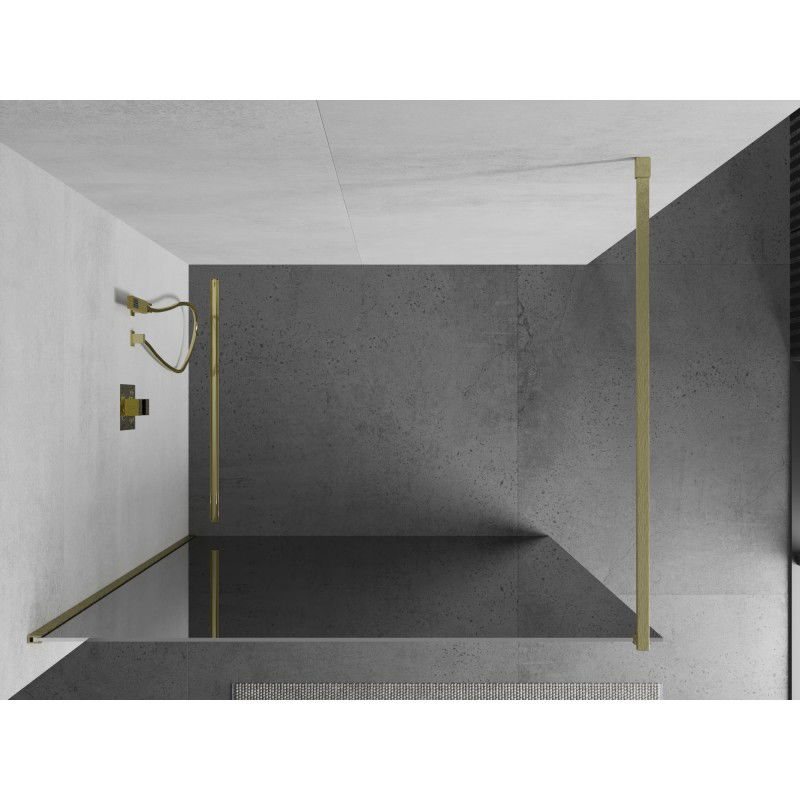 Mexen Kioto paroi de douche Walk-in 100 x 200 cm, miroir 8 mm, or brossé - 800-100-101-55-50