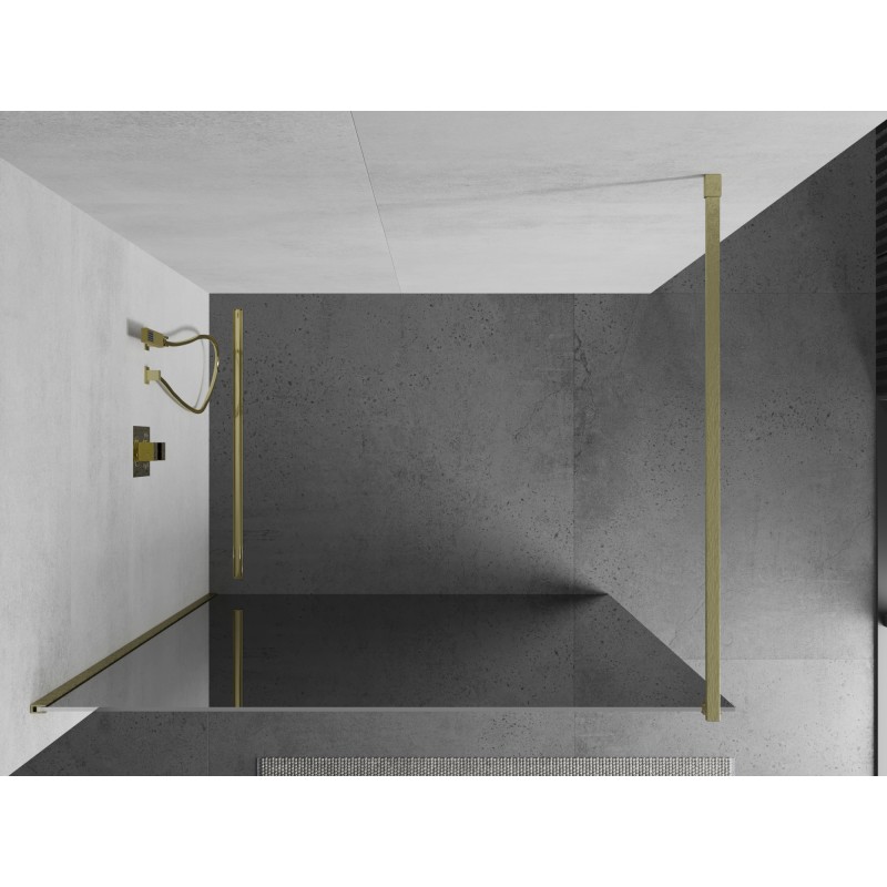 Mexen Kioto paroi de douche Walk-in 120 x 200 cm, miroir 8 mm, doré brossé - 800-120-101-55-50