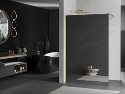 Mexen Kioto paroi de douche Walk-in 130 x 200 cm, miroir 8 mm, or brossé - 800-130-101-55-50
