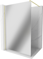 Mexen Kioto paroi de douche Walk-in 130 x 200 cm, miroir 8 mm, or brossé - 800-130-101-55-50