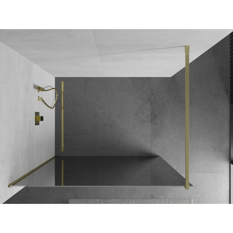 Mexen Kioto cloison de douche Walk-in 140 x 200 cm, miroir 8 mm, or brossé - 800-140-101-55-50