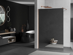 Mexen Kioto paroi de douche Walk-in 130 x 200 cm, miroir 8 mm, cuivre brossé - 800-130-101-65-50