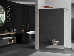 Mexen Kioto paroi de douche Walk-in 140 x 200 cm, miroir 8 mm, laiton brossé - 800-140-101-65-50