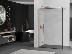 Mexen Kioto paroi de douche Walk-in 70 x 200 cm, motif noir 8 mm, laiton brossé - 800-070-101-65-70