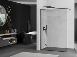 Mexen Kioto paroi de douche Walk-in 100 x 200 cm, motif noir 8 mm, gun gray brossé - 800-100-101-66-70