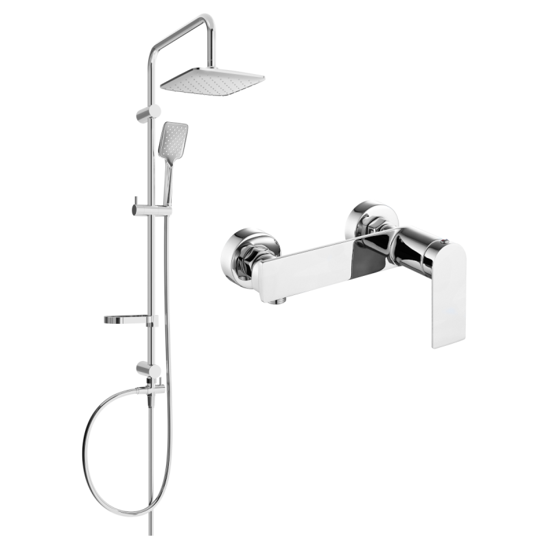 Ensemble de douche apparente avec pommeau et mitigeur Zero, chrome 71140262-00