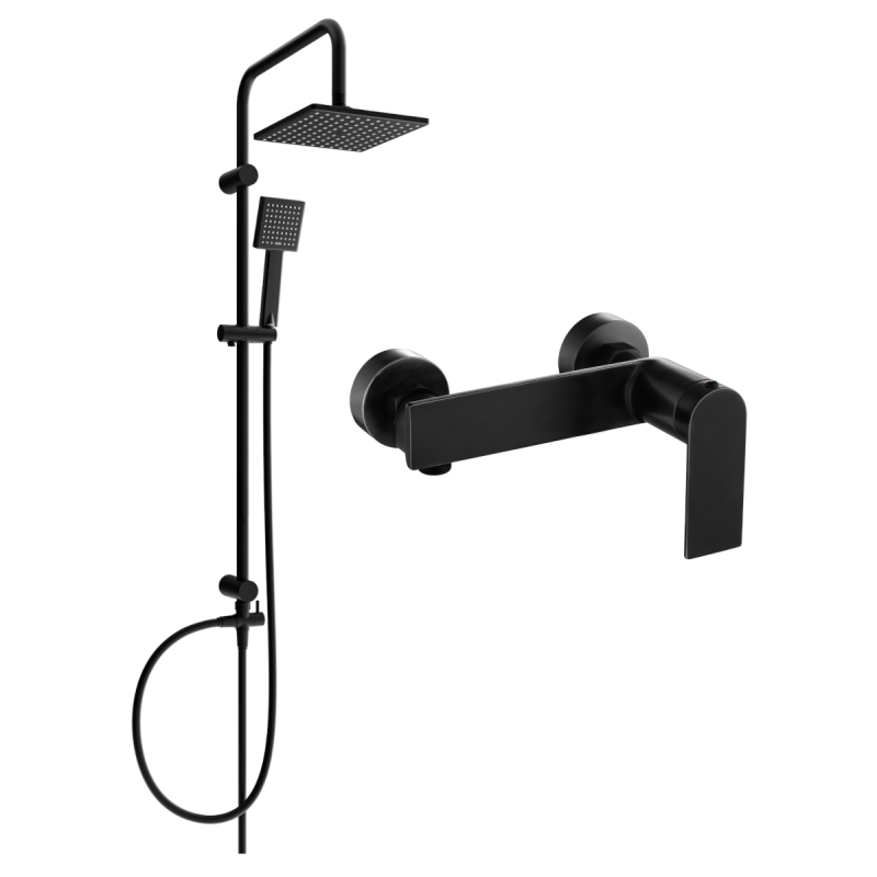 Mexen Zero Tord ensemble de douche en saillie avec pomme de douche et robinet de douche, noir - 71140200-70