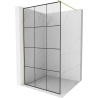 Mexen Kioto paroi de douche Walk-in 100 x 200 cm, motif noir 8 mm, finition dorée brossée - 800-100-101-55-77