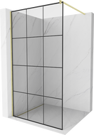 Mexen Kioto paroi de douche Walk-in 120 x 200 cm, carreaux noirs 8 mm, doré brossé - 800-120-101-55-77