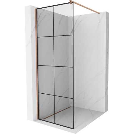 Mexen Kioto paroi de douche Walk-in 70 x 200 cm, motif noir 8 mm, laiton brossé - 800-070-101-65-77