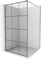 Mexen Kioto paroi de douche Walk-in 120 x 200 cm, grille noire 8 mm, cuivre brossé - 800-120-101-65-77