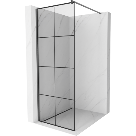 Mexen Kioto paroi de douche Walk-in 80 x 200 cm, motif noir 8 mm, gris foncé brossé - 800-080-101-66-77