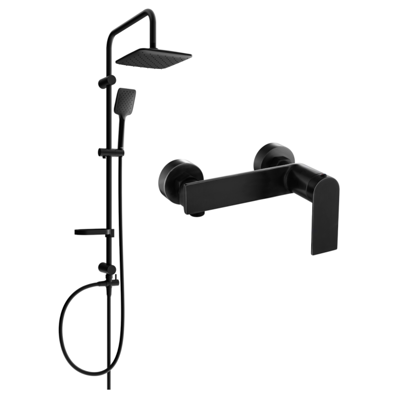 Mexen Sven ensemble de douche mural avec pommeau de douche et robinet de douche Zero, noir 71140262-70