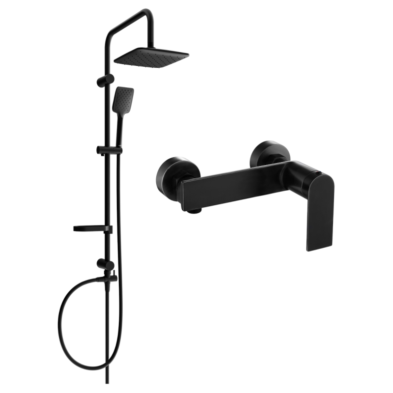 Mexen Zero Sven ensemble de douche apparent avec pomme de douche et robinet de douche, noir - 71140262-70