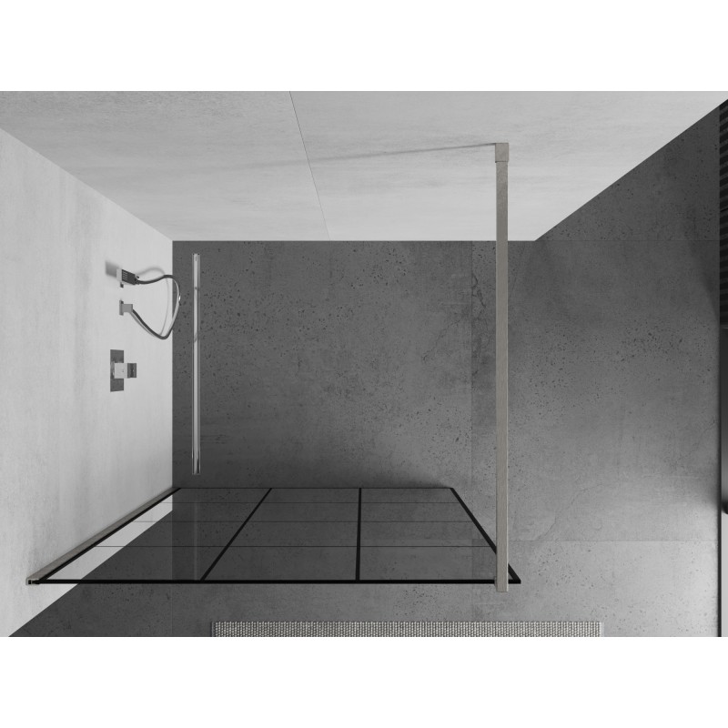 Mexen Kioto paroi de douche Walk-in 100 x 200 cm, grille noire 8 mm, nickel brossé - 800-100-101-97-77
